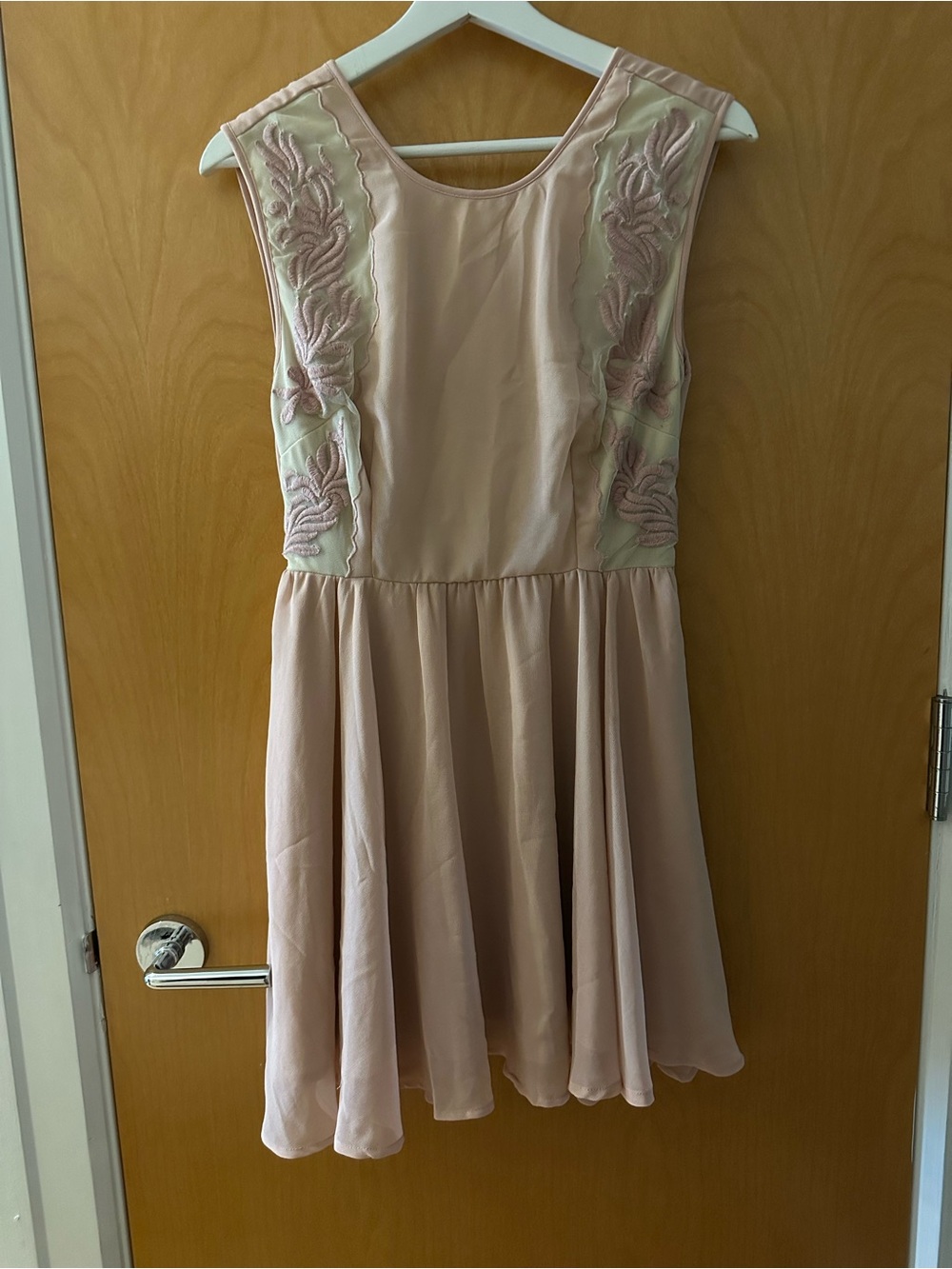 Pins & Needles Blush Pink Embroidered Chiffon Party Dress
